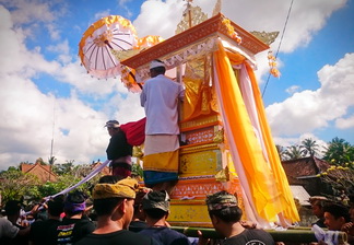 Cremation ceremony in the village