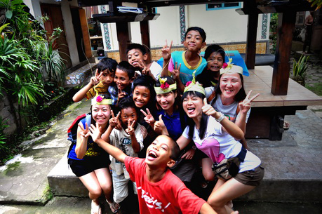 village kids with guests