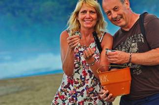 Releasing hatchling at Sukamade beach